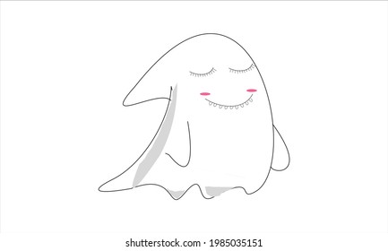 Cute Cartoon Ghost Halloween Logo Vector Illustration