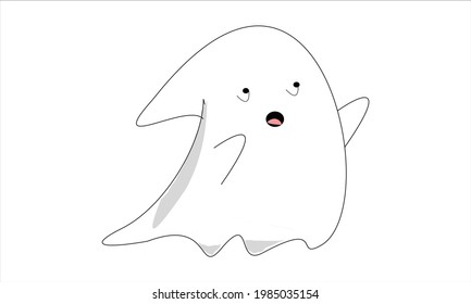 Cute Cartoon Ghost Halloween Logo Vector Illustration