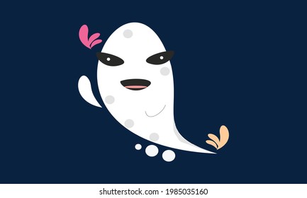 Cute Cartoon Ghost Halloween Logo Vector Illustration