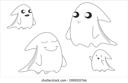 Cute Cartoon Ghost Halloween Logo Vector Illustration
