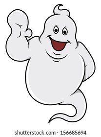 cute cartoon ghost - Halloween vector illustration