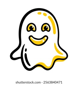 Cute cartoon ghost with a happy expression