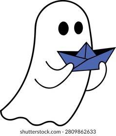 Cute Cartoon Ghost Holding