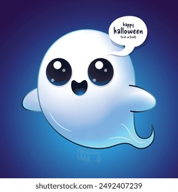 Cute Cartoon Ghost Illustration Of Funny Monster Halloween Mascot Character Clipart