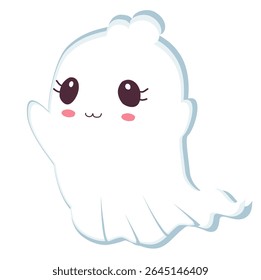 Cute cartoon ghost illustration for Halloween, perfect for kids, decorations, and spooky designs.