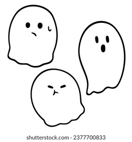 Cute Cartoon Ghost. Kids simple vector icon art character