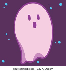Cute Cartoon Ghost. Kids simple vector icon art character