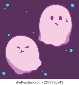 Cute Cartoon Ghost. Kids simple vector icon art character