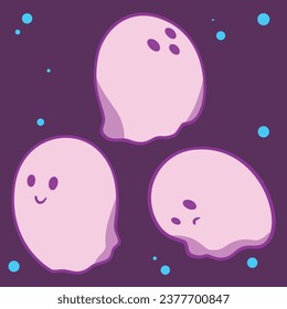 Cute Cartoon Ghost. Kids simple vector icon art character