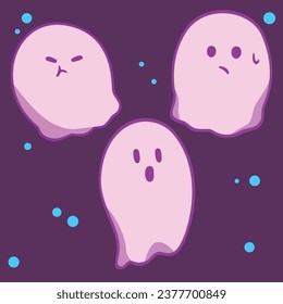 Cute Cartoon Ghost. Kids simple vector icon art character
