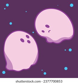 Cute Cartoon Ghost. Kids simple vector icon art character