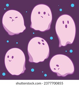 Cute Cartoon Ghost. Kids simple vector icon art character