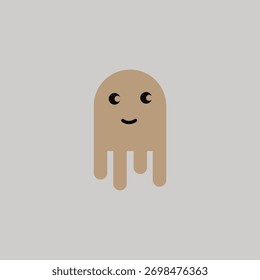 a  cute cartoon Ghost on grey background