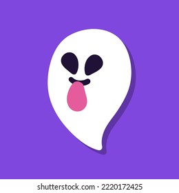 Cute cartoon ghost on purple background.