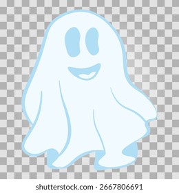 Fantasma lindo de la historieta en un fondo transparente. Vector para Halloween.