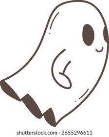 Fantasma lindo de la historieta con la ilustración plana sonriente de la cara