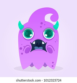 Cute cartoon ghost. Surprised monster illustration