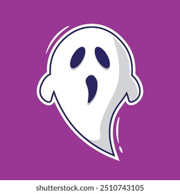 Cute cartoon ghost vector character costume. Party celebrate halloween night holiday. Creepy funny icon mascot logo vector illustration