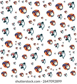 Cute cartoon ghost wearing a witch hat seamless pattern background