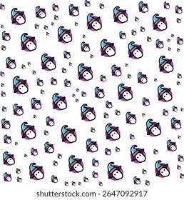 Cute cartoon ghost wearing a witch hat seamless pattern background