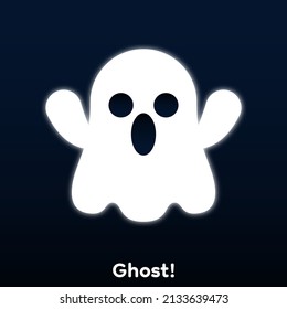 Cute Cartoon Ghost With White Aura Around, Vector, Illustration.