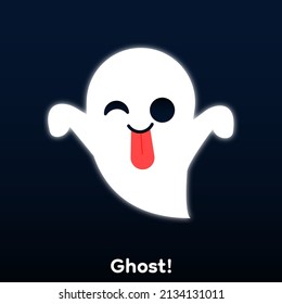 Cute cartoon ghost with white aura around, Vector, Illustration.