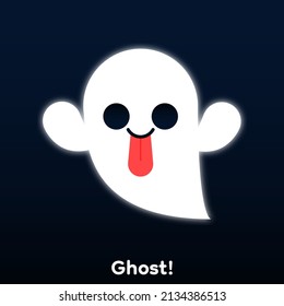 Cute Cartoon Ghost With White Aura Around, Vector, Illustration.