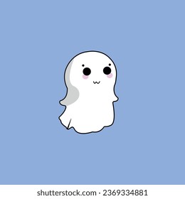 Cute cartoon ghost,part of halloween set,vector illustration 10,editable stroke.