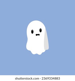 Cute cartoon ghost,part of halloween set,vector illustration 10,editable stroke.
