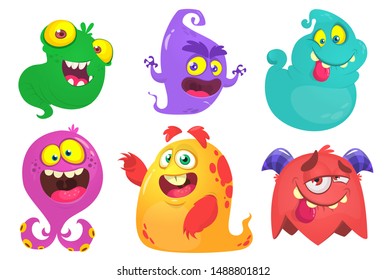 Cute cartoon ghosts illustrations. Set of cartoonghosts. Halloween design