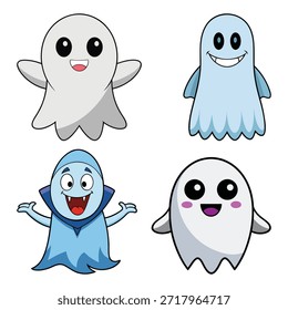 Lindos fantasmas de dibujos animados y vampiro espeluznante