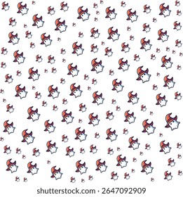 Cute cartoon ghosts wearing witch hats seamless pattern background