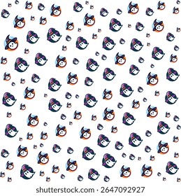 Cute cartoon ghosts wearing witch hats seamless pattern for halloween