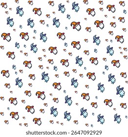 Cute cartoon ghosts wearing witch hats seamless pattern for halloween
