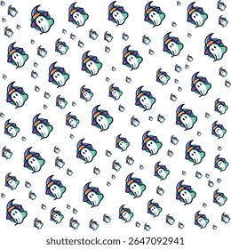Cute cartoon ghosts wearing witch hats seamless pattern for halloween