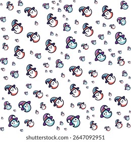 Cute cartoon ghosts wearing witch hats seamless pattern for halloween