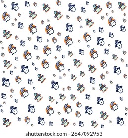 Cute cartoon ghosts wearing witch hats scattered across a white background