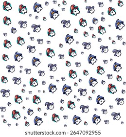 Cute cartoon ghosts wearing witch hats seamless pattern background