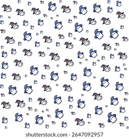 Cute cartoon ghosts wearing witch hats scattered on white background