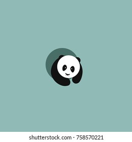  A cute cartoon giant panda on turquoise or mint background. Vector Illustration. Panda icon.