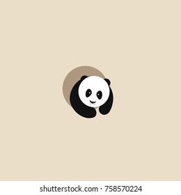  A cute cartoon giant panda on beige or orange background . Vector Illustration. Panda icon.