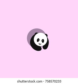  A cute cartoon giant panda on pink background . Vector Illustration. Panda icon.