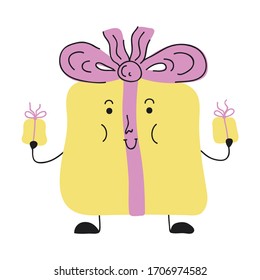 Cute cartoon gift. Vector illustration