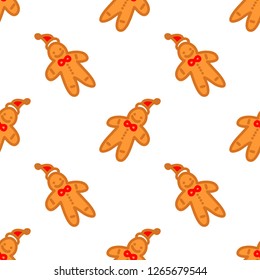 Cute cartoon Gingerbread Cookie,Seamless background,Seamless pattern,Vector,Illustrations.