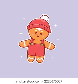 Cute cartoon gingerbread in vector illustration. Isolated food vector. Flat cartoon style