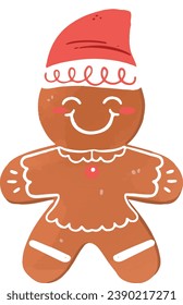Cuto caricatura jingerbread en ilustración vectorial