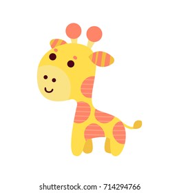 Cute cartoon giraffe animal toy, colorful vector Illustration