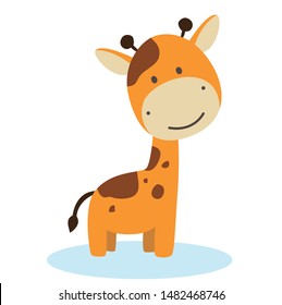 Cute cartoon giraffe animal vector illustration