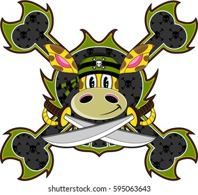 Cute Cartoon Giraffe Bandana Pirate