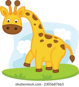 cute cartoon giraffe character on white background illustration